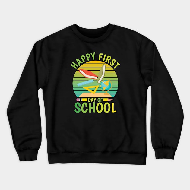 Happy First Day Of School 2020 Cool School Gift Crewneck Sweatshirt by NAWRAS